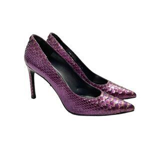 Stuart Weitzman Python Snakeskin Pyrple Metallic Heels Pumps Size 7.5 New